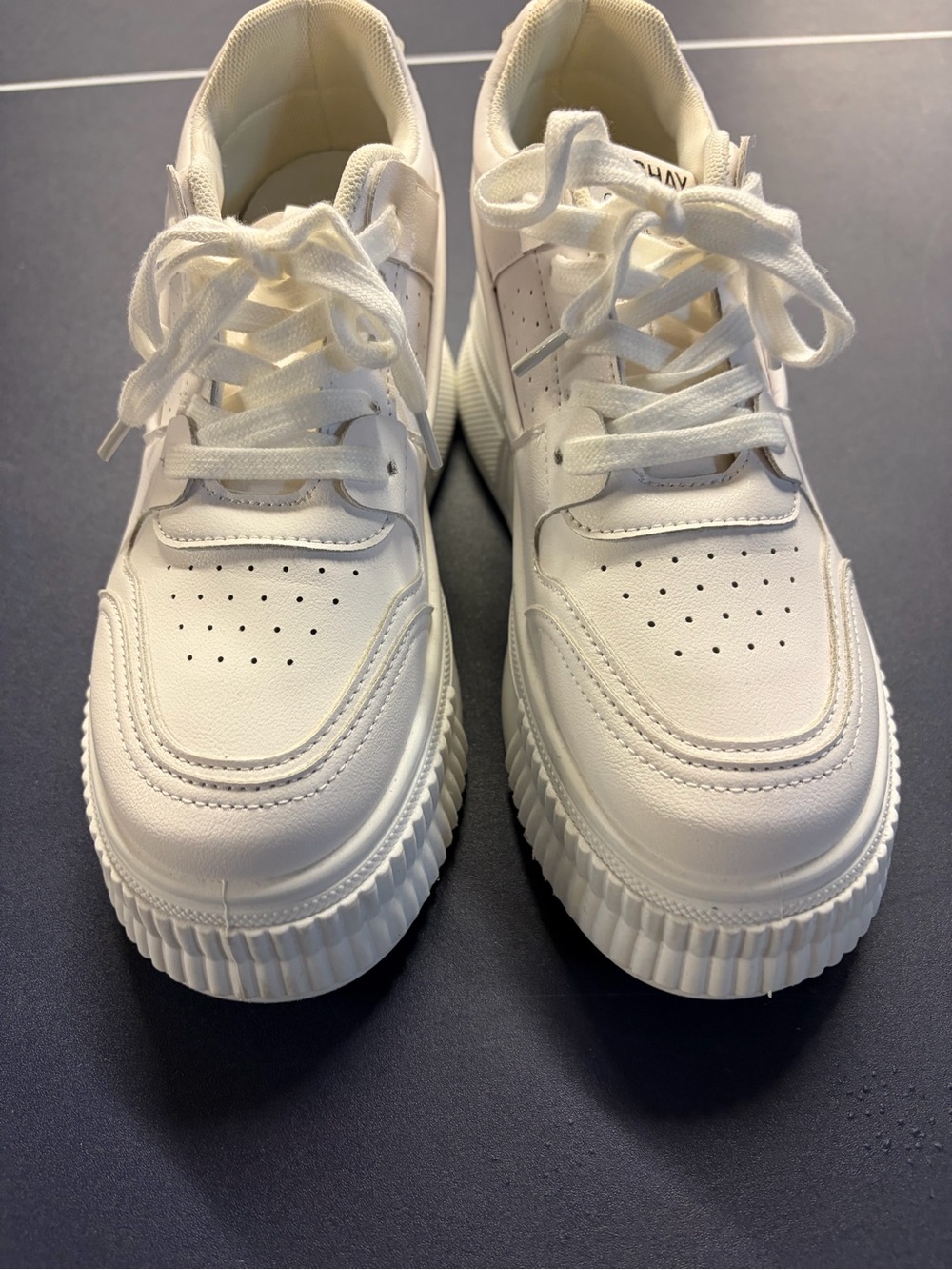 White Platform Lace-Up Sneakers